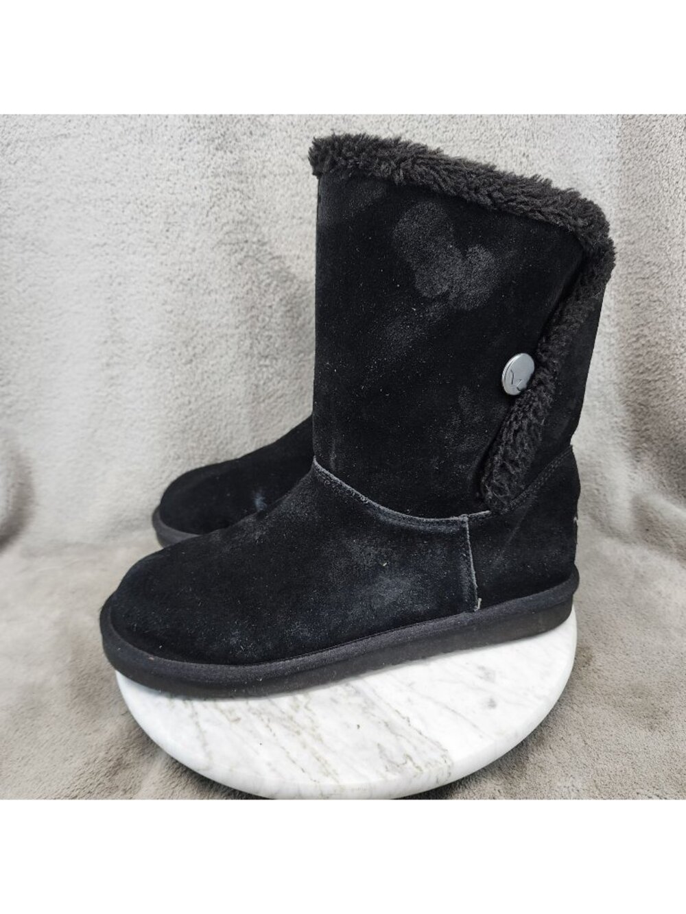 UGG Shoes Womens Size 10 Alamie Koolaburra Black Leather Shearling Boots *Read*
